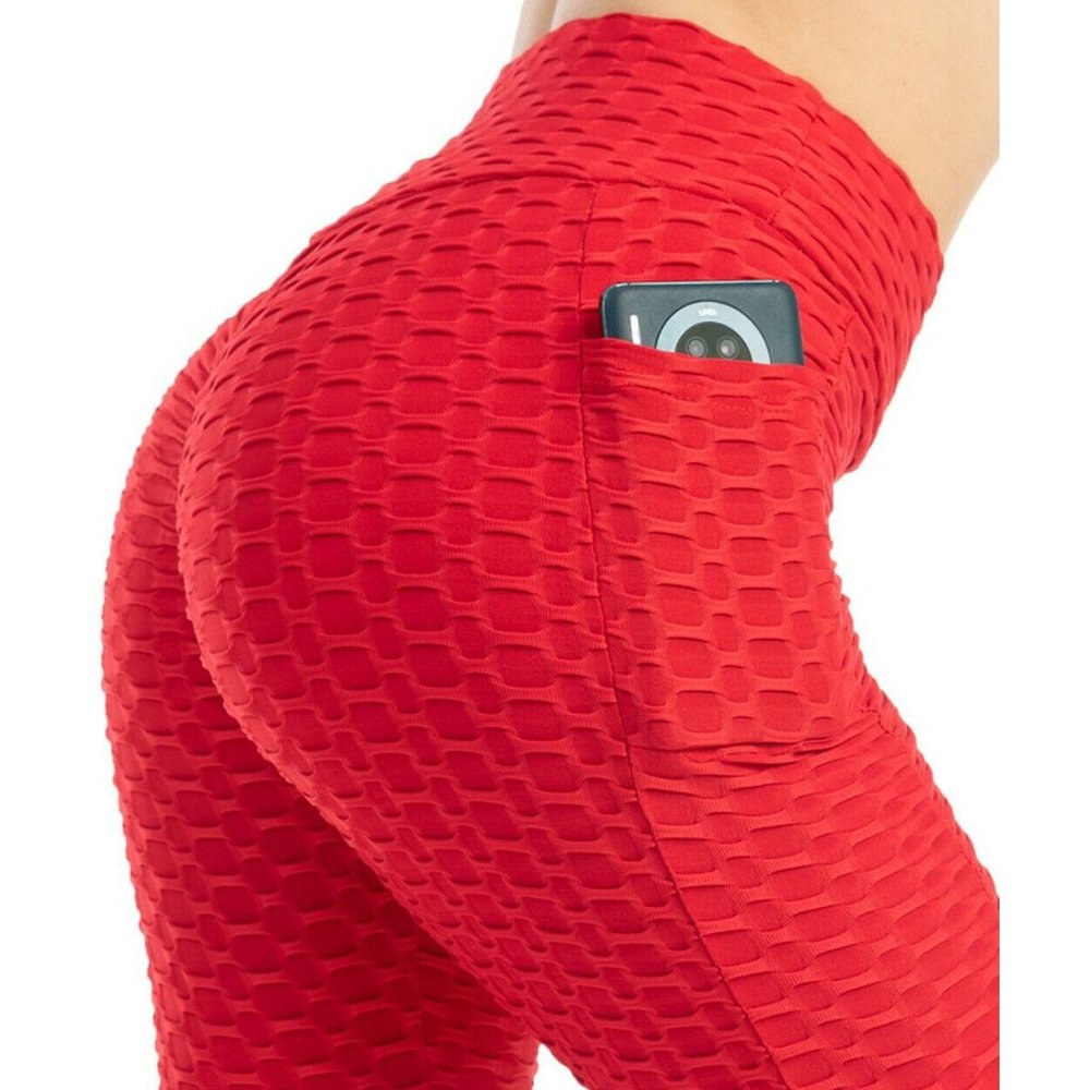 Women’s Leggings J & W Slim Fit high waist,Honeycomb With Pockets Red Size XS